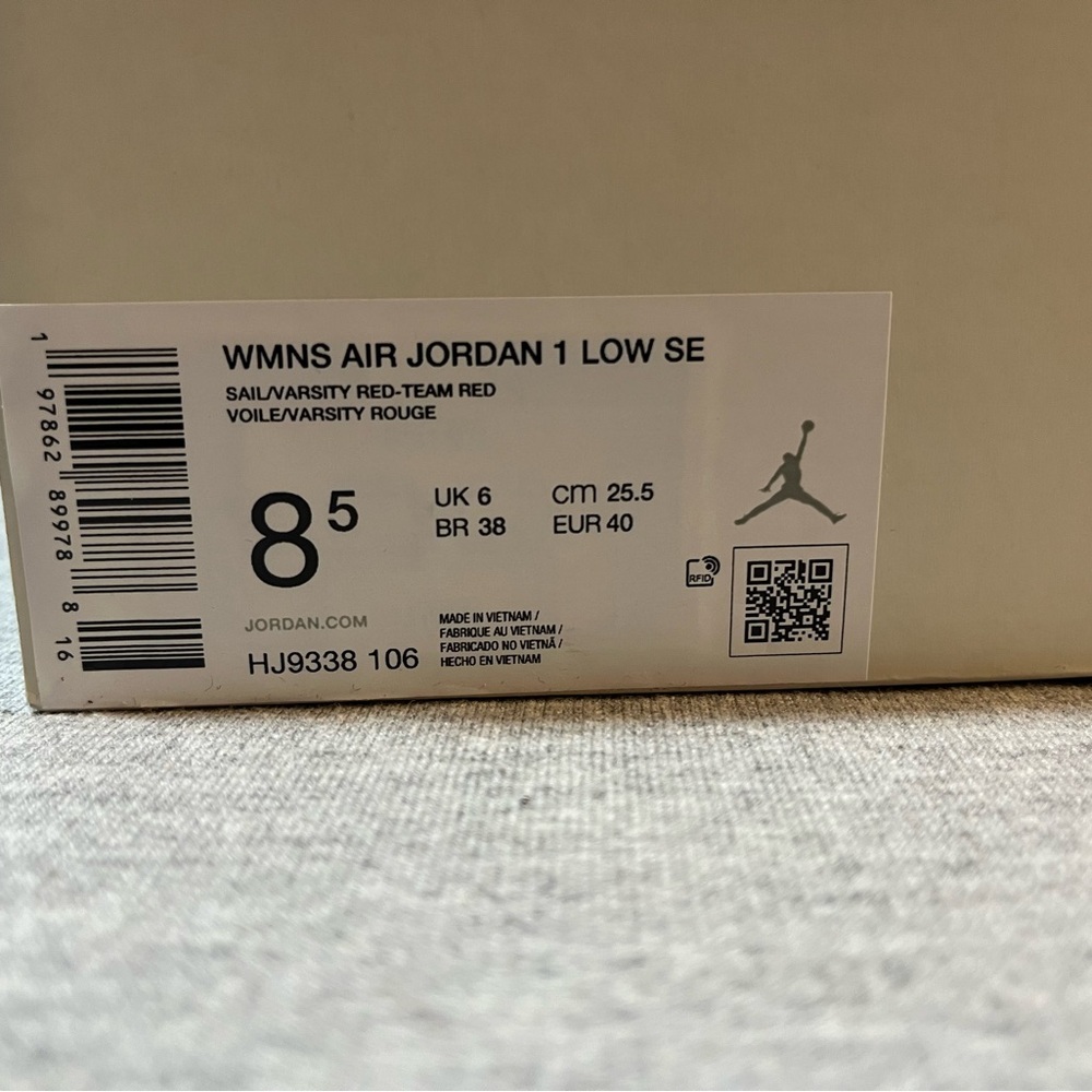 Nike Air Jordan 1 Low SE "Cracked Ruby" Sail Red Womens Shoe Size 8.5 HJ9338-106 - Picture 11 of 11